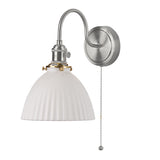 Dar Hadano Wall Light Antique Chrome &amp; Ceramic Domed Shade –  from Amos Lighting + Home