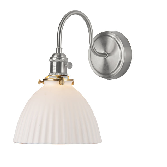 Dar Hadano Wall Light Antique Chrome &amp; Ceramic Domed Shade –  from Amos Lighting + Home