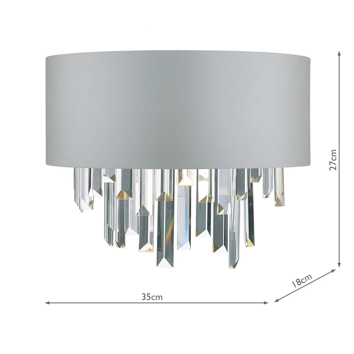 Dar Halle Wall Light Grey Shade and Crystal –  from Amos Lighting + Home