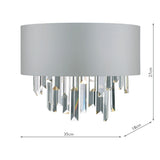 Dar Halle Wall Light Grey Shade and Crystal –  from Amos Lighting + Home