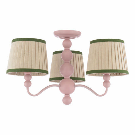 Joules Harewood 3 Light Semi-Flush Matt Pink With Shade