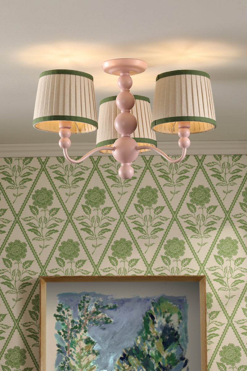 Joules Harewood 3 Light Semi-Flush Matt Pink With Shade