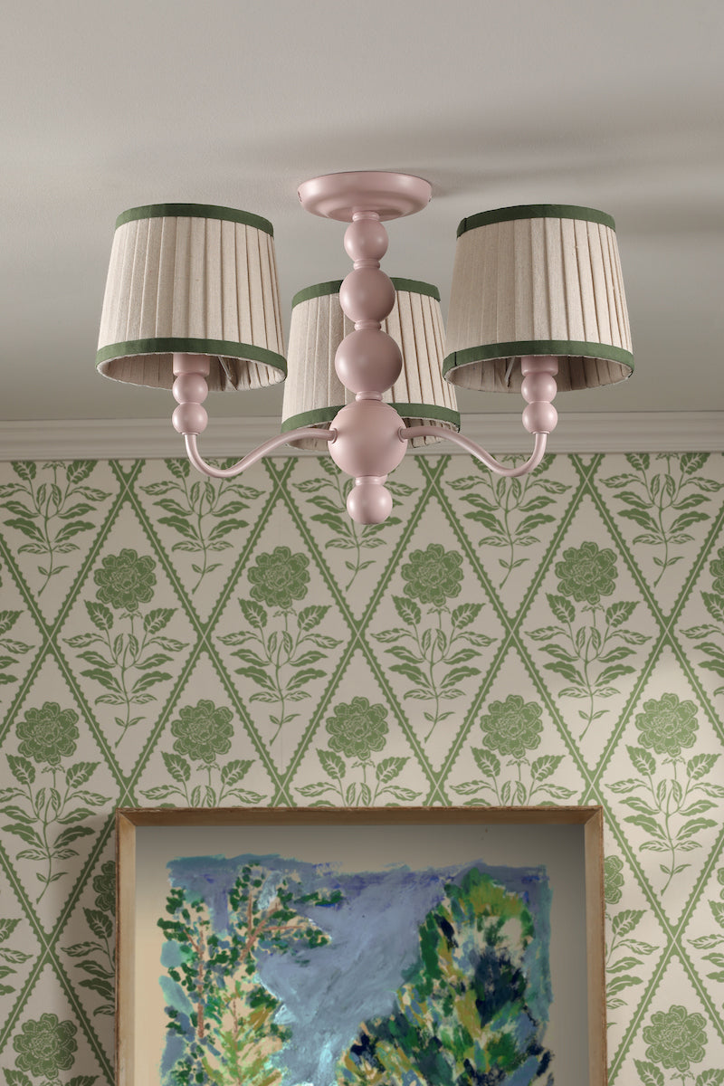Joules Harewood 3 Light Semi-Flush Matt Pink With Shade