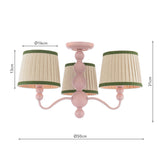 Joules Harewood 3 Light Semi-Flush Matt Pink With Shade