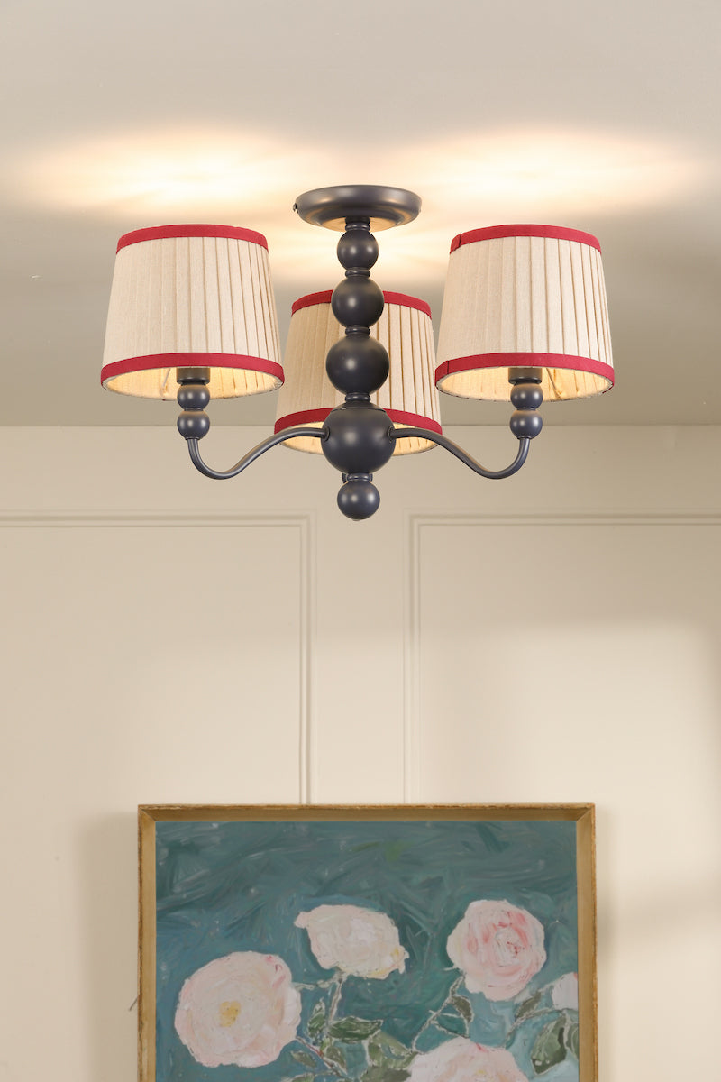 Joules Harewood 3 Light Semi-Flush Matt Blue With Shade