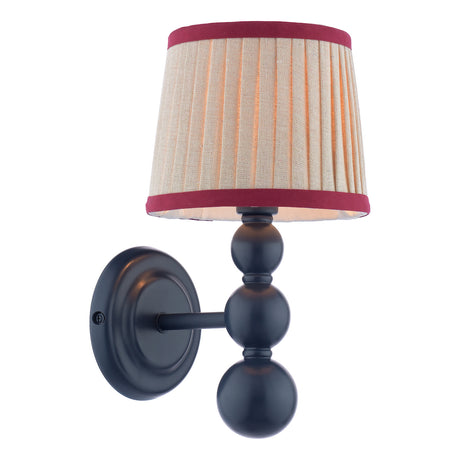 Joules Harewood Wall Light Matt Blue With Linen Shade