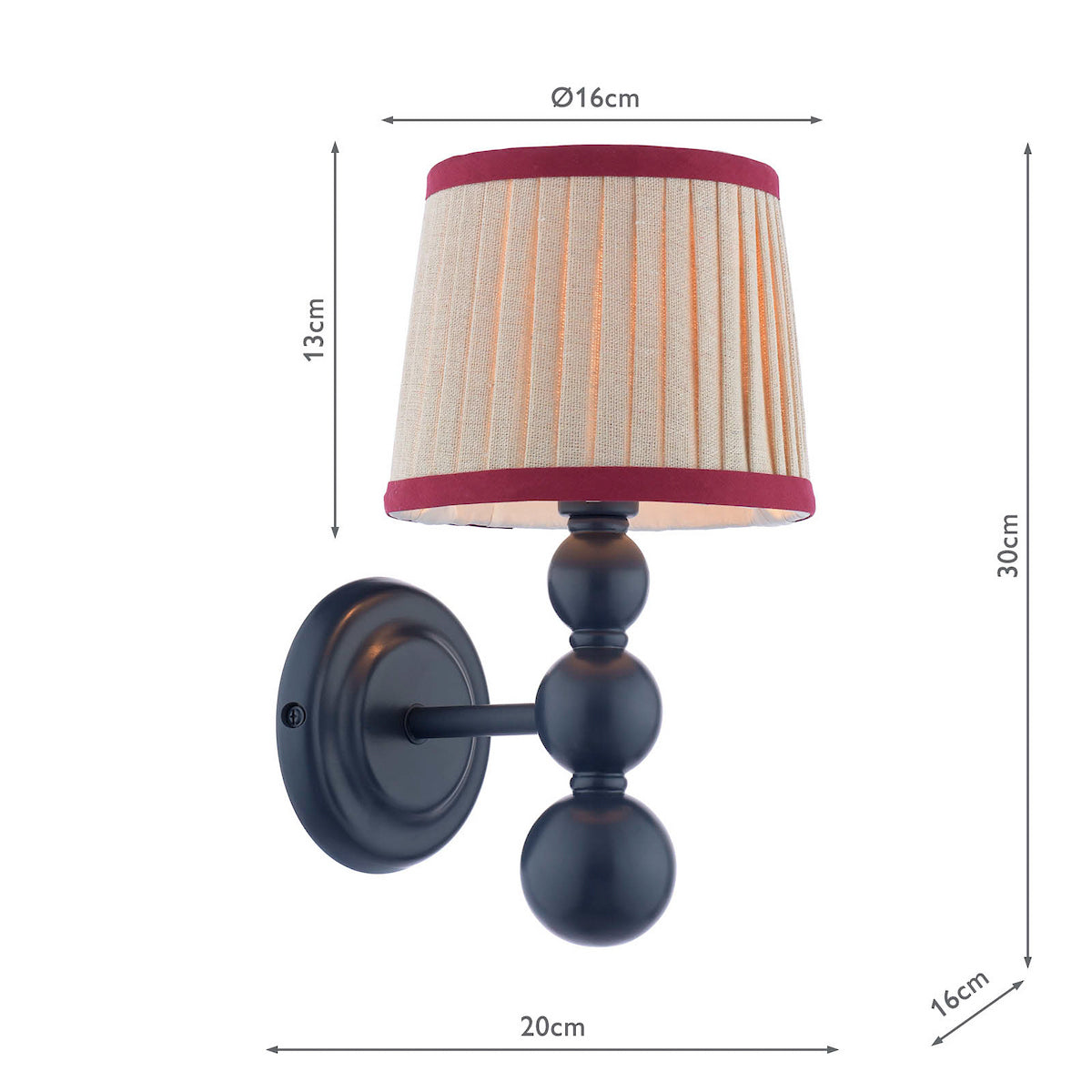 Joules Harewood Wall Light Matt Blue With Linen Shade