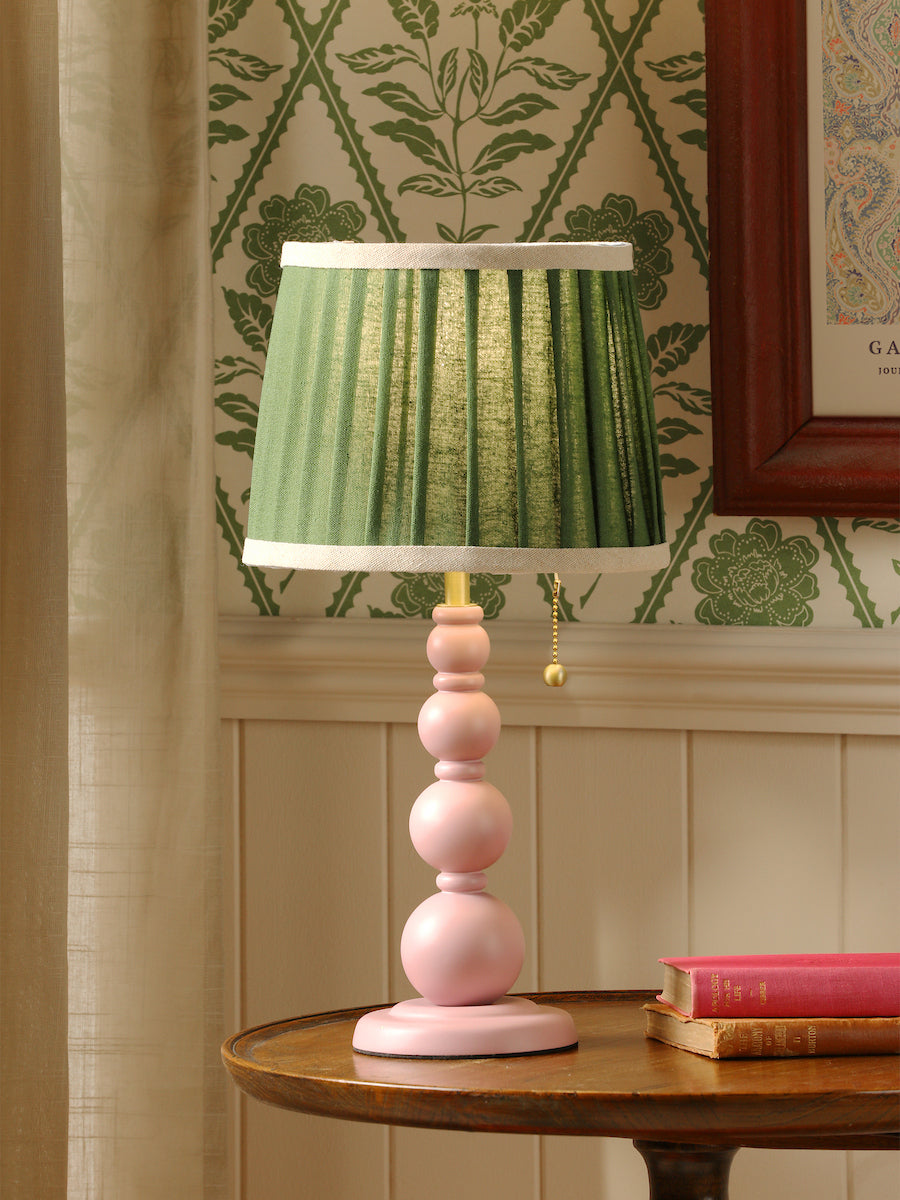 Joules Harewood Table Lamp Matt Pink With Green Shade