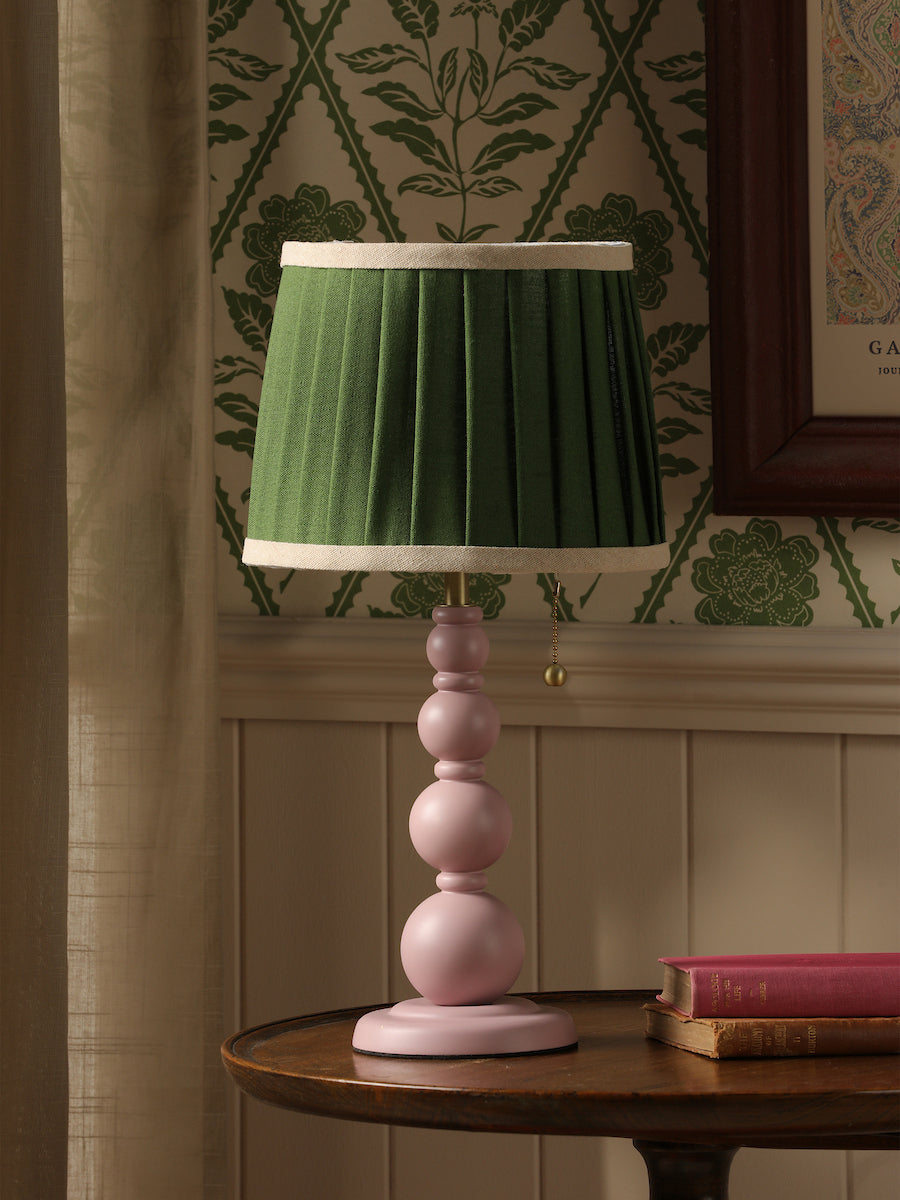 Joules Harewood Table Lamp Matt Pink With Green Shade