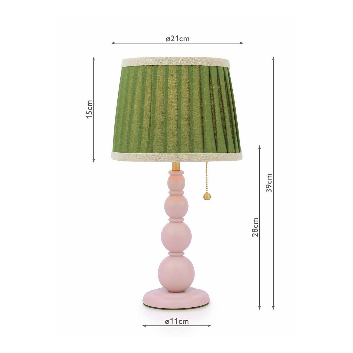 Joules Harewood Table Lamp Matt Pink With Green Shade