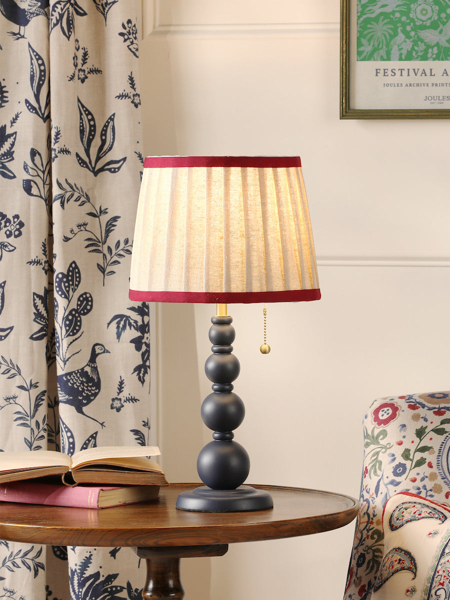 Joules Harewood Table Lamp Matt Blue With Natural Shade