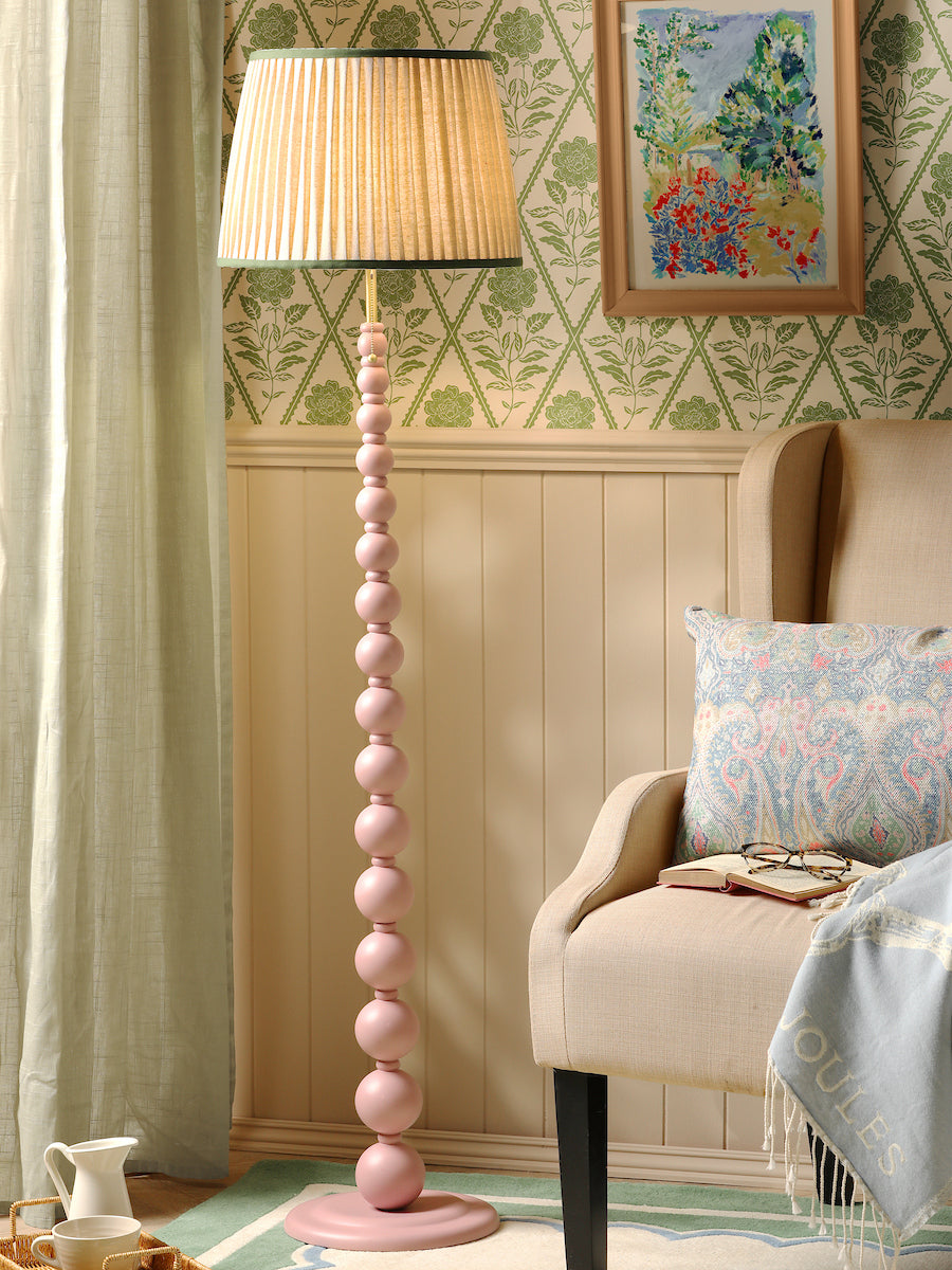 Joules Harewood Floor Lamp Matt Pink With Natural Shade