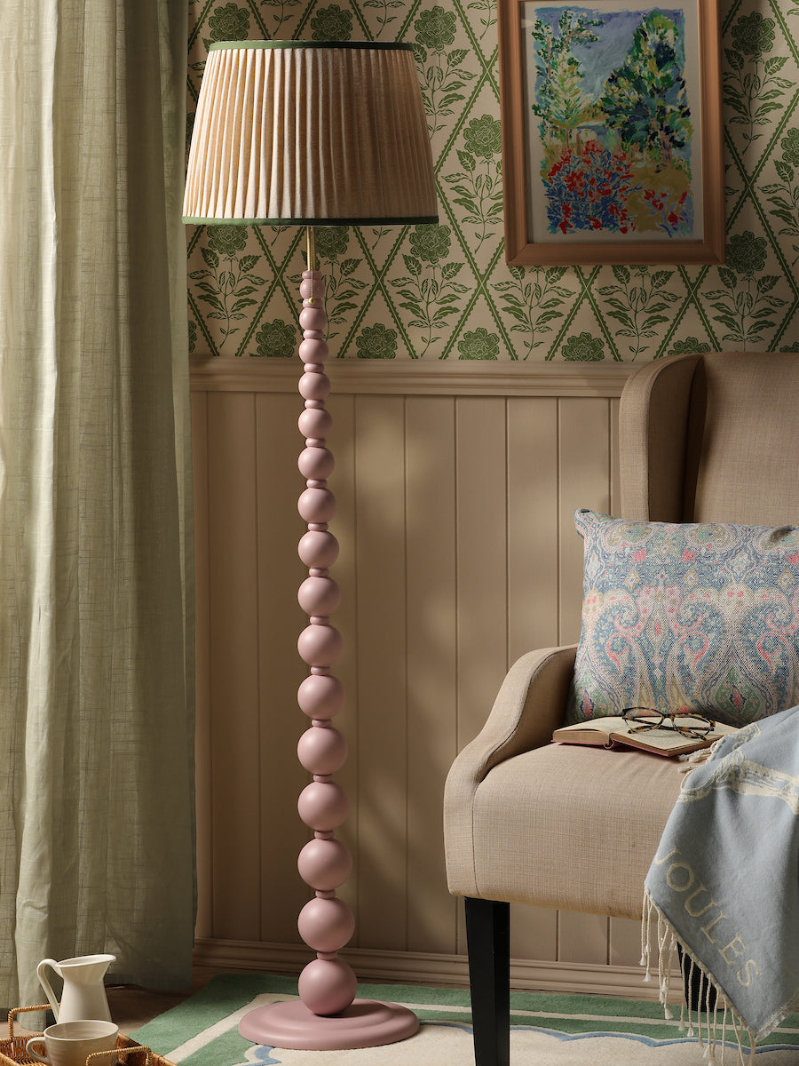 Joules Harewood Floor Lamp Matt Pink With Natural Shade