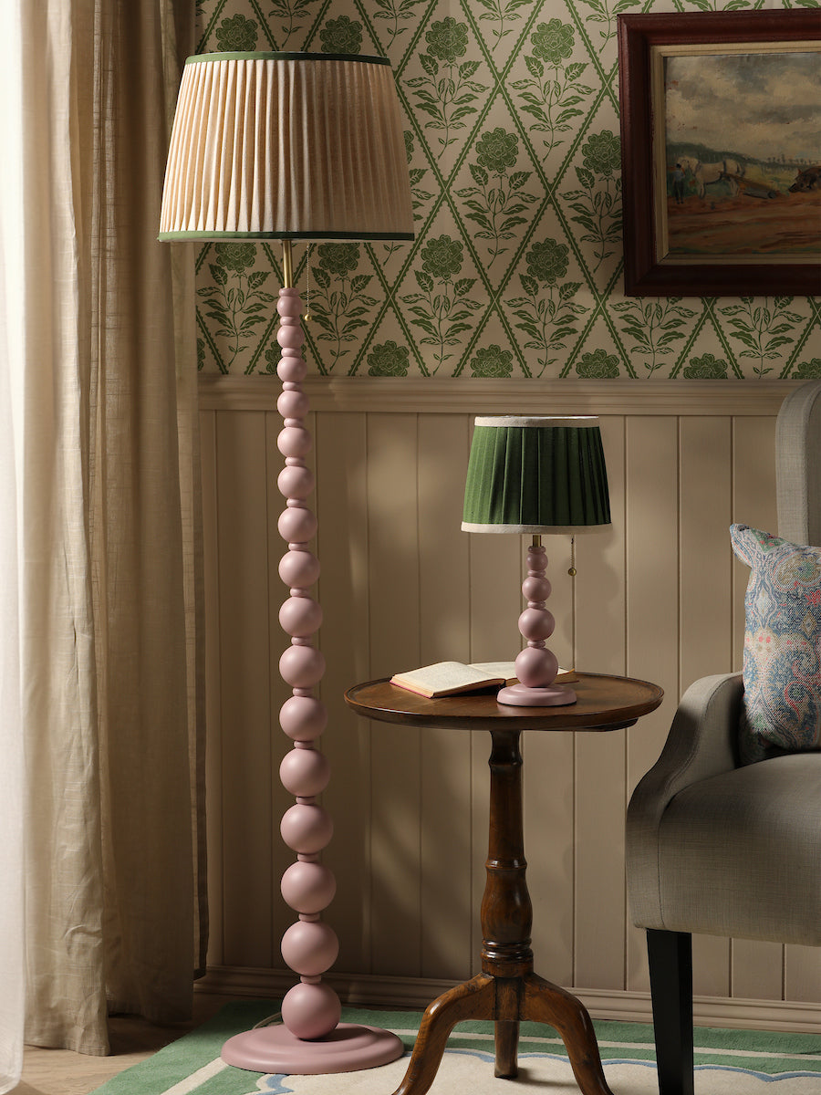 Joules Harewood Floor Lamp Matt Pink With Natural Shade