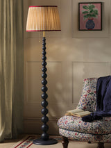 Joules Harewood Floor Lamp Matt Blue With Natural Shade