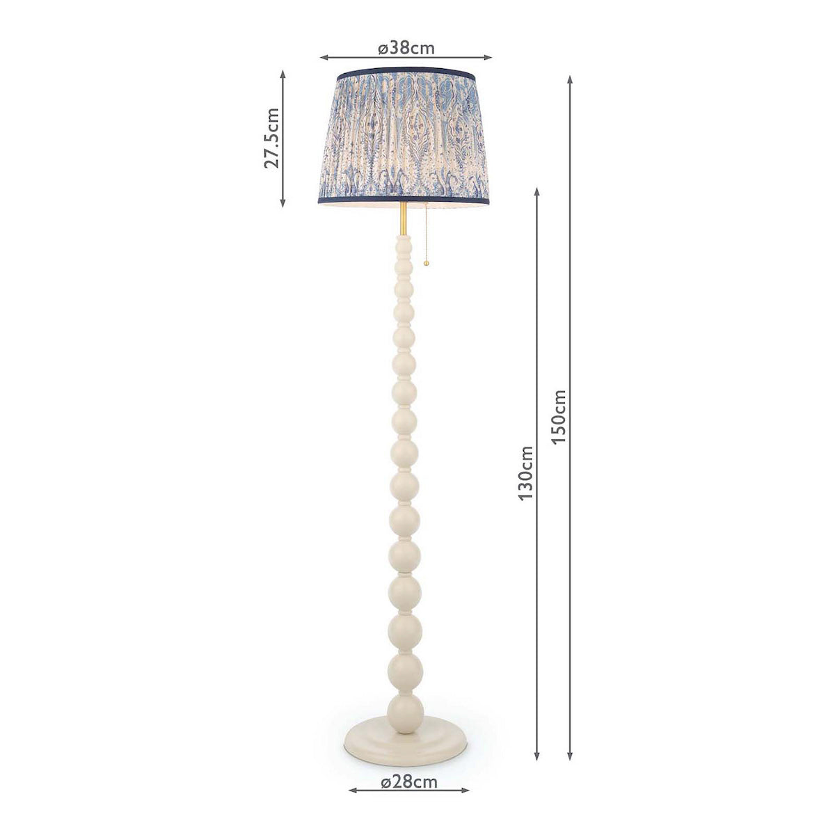 Joules Harewood Floor Lamp Matt Cream With Blue Shade