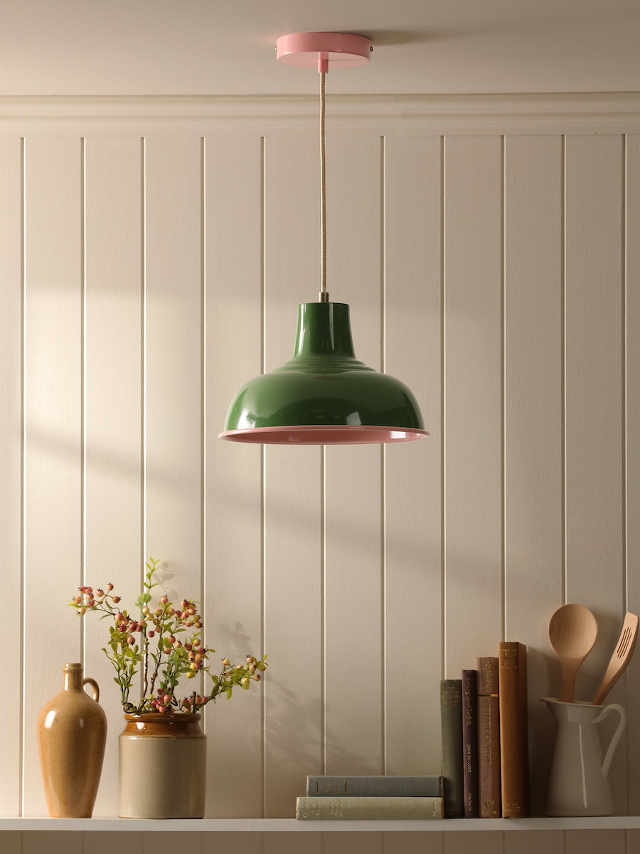 Joules Hatfield Pendant Green and Gloss Pink