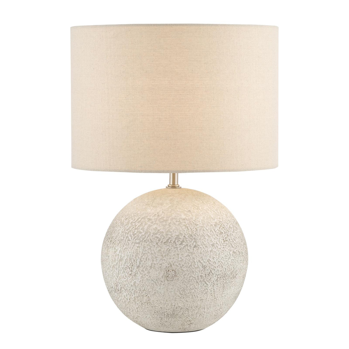 Dar Havana Small Table Lamp Natural Ceramic and Satin Nickel With Linen Shade