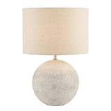 Dar Havana Small Table Lamp Natural Ceramic and Satin Nickel With Linen Shade