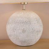 Dar Havana Small Table Lamp Natural Ceramic and Satin Nickel With Linen Shade