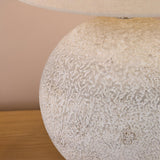 Dar Havana Small Table Lamp Natural Ceramic and Satin Nickel With Linen Shade