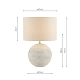 Dar Havana Small Table Lamp Natural Ceramic and Satin Nickel With Linen Shade