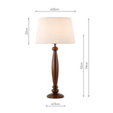 Dar Hayward Table Lamp Wood Effect and Antique Brass With Taupe Shade