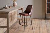 Nkuku Harsha Leather Counter Chair Chocolate Brown