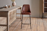 Nkuku Harsha Leather Counter Chair Chocolate Brown