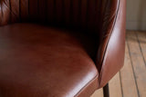 Nkuku Harsha Leather Counter Chair Chocolate Brown
