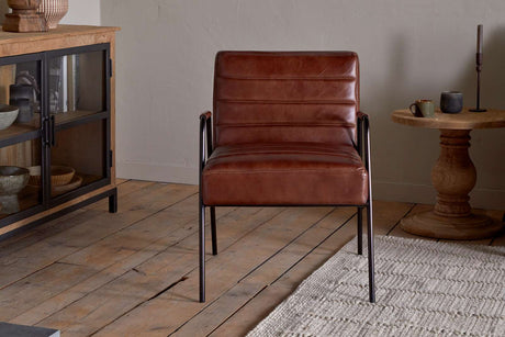 Nkuku Hadithi Leather Occasional Chair Chocolate Brown