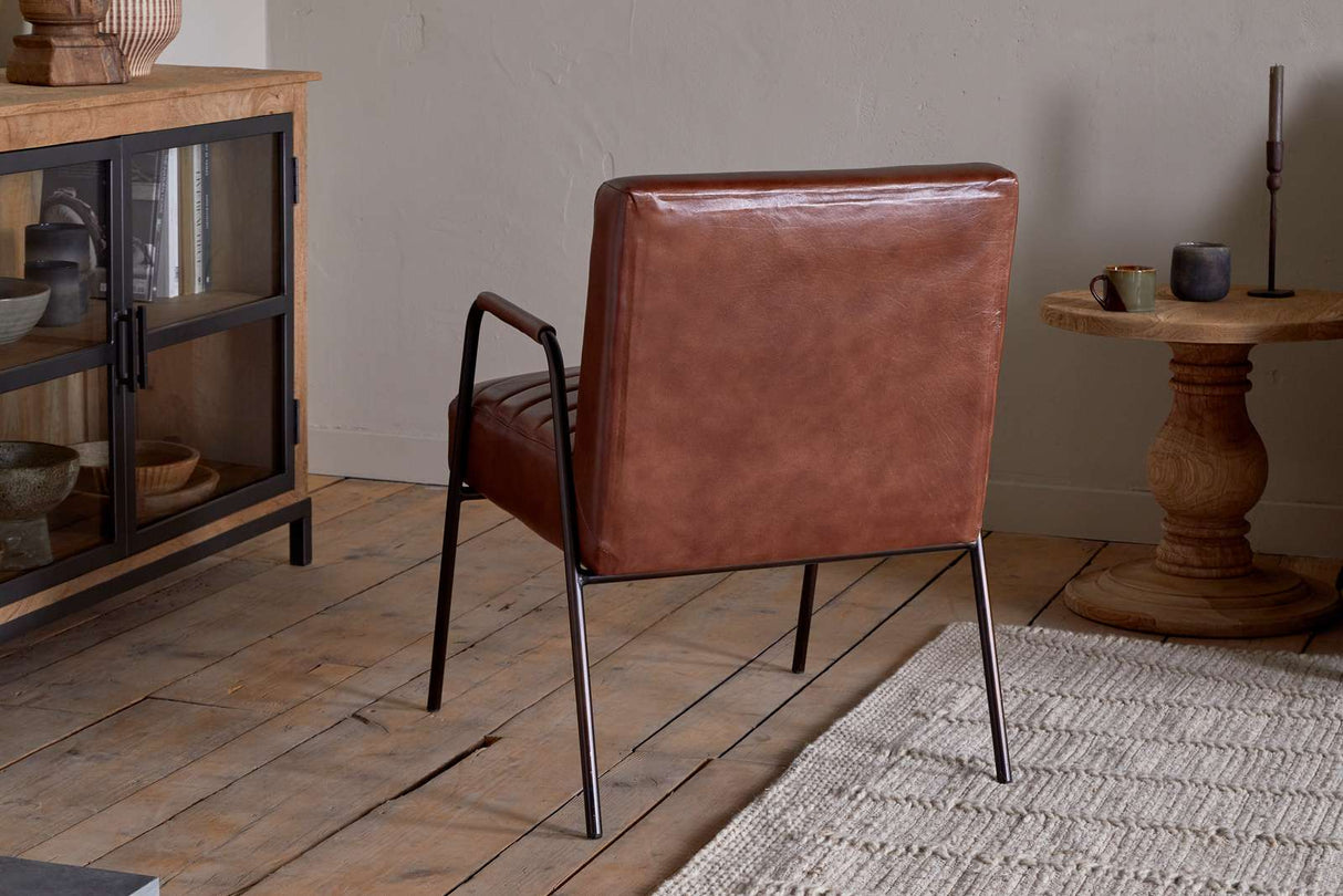 Nkuku Hadithi Leather Occasional Chair Chocolate Brown