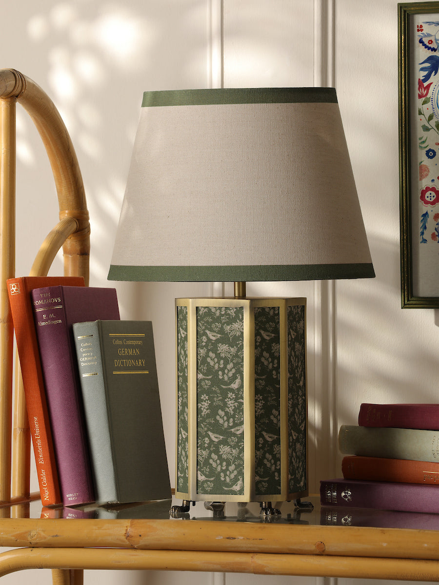 Joules Helmingham Table Lamp Green Birds With Shade