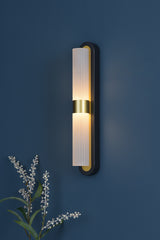 Dar Hessel 2 Light Wall Light Matt Black and Satin Gold LED