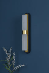 Dar Hessel 2 Light Wall Light Matt Black and Satin Gold LED