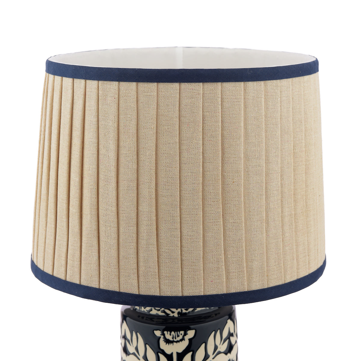 Joules Highclere Table Lamp Blue Ceramic and Antique Brass With Shade