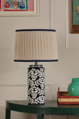 Joules Highclere Table Lamp Blue Ceramic and Antique Brass With Shade