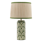 Joules Highclere Table Lamp Green Ceramic and Antique Brass With Shade