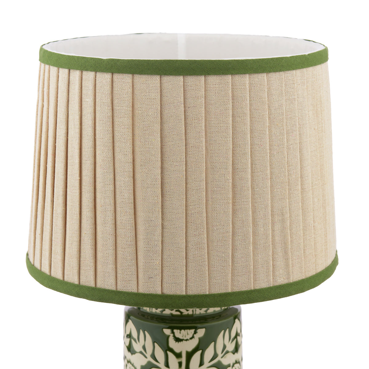 Joules Highclere Table Lamp Green Ceramic and Antique Brass With Shade