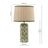 Joules Highclere Table Lamp Green Ceramic and Antique Brass With Shade