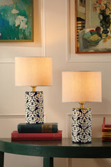 Joules Highclere Twin Pack Table Lamp Blue Ceramic With Shade