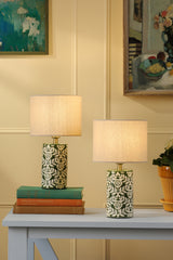 Joules Highclere Twin Pack Table Lamp Green Ceramic With Shade