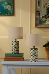 Joules Highclere Twin Pack Table Lamp Green Ceramic With Shade