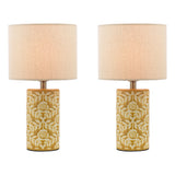 Joules Highclere Twin Pack Table Lamp Yellow Ceramic With Shade