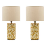 Joules Highclere Twin Pack Table Lamp Yellow Ceramic With Shade