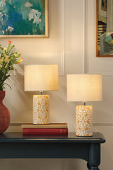 Joules Highclere Twin Pack Table Lamp Yellow Ceramic With Shade