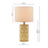 Joules Highclere Twin Pack Table Lamp Yellow Ceramic With Shade