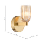 Dar Hilaria Bathroom Wall Light Antique Gold and Amber Ribbed Glass IP44