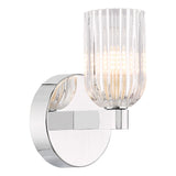 Dar Hilaria Bathroom Wall Light Polished Chrome and Ribbed Glass IP44