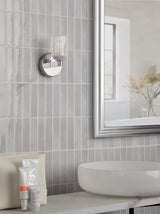 Dar Hilaria Bathroom Wall Light Polished Chrome and Ribbed Glass IP44